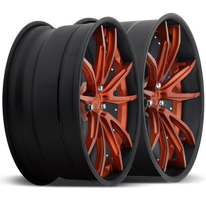 สำหรับ Nissan GTR 5x114.3 ราคาดีที่สุด 22 Rims สีดำเงา Machined Custom 2 ชิ้น Forged Alloy Wheels