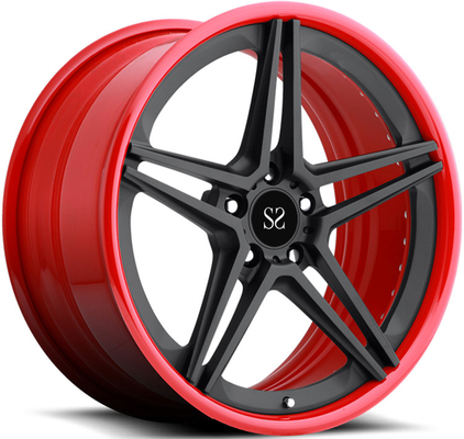 ขอบล้ออัลลอย 2-PC ขนาด 21 นิ้ว 9.5J สำหรับ Ferrari 458 Speciale Red Gloss Black Forged Wheels