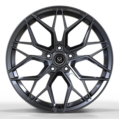 Chevy Corvette C5 Staggered 19 และ 20 Multi-spoke Gloss black 1-PC Forged Alloy Wheels 5x120.65
