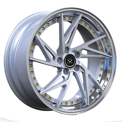 Silver Spoke 19 นิ้ว 2 ชิ้น Forged Wheels Discs Polished Lip สำหรับ Volkswagen T5 Car Rims