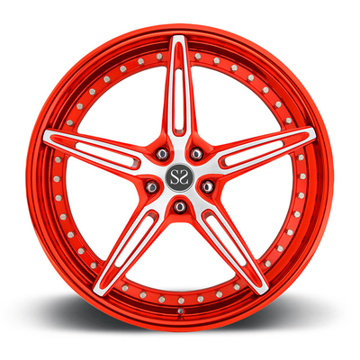 ล้อฟอร์จ 3 ชิ้นสีแดงแบบกำหนดเองสำหรับขอบล้อแม็กรถ Ferrari 22&quot;