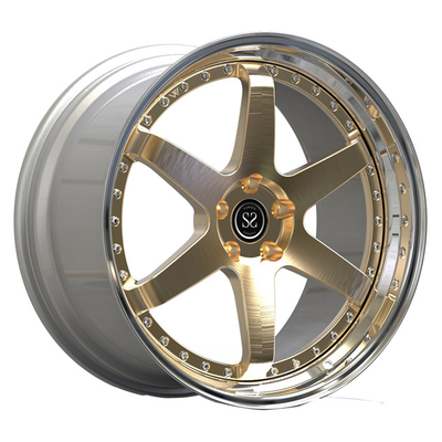 19inch Luxury 2 Piece Forged Wheels Light Gold Disc Polished Lips For Audi S3