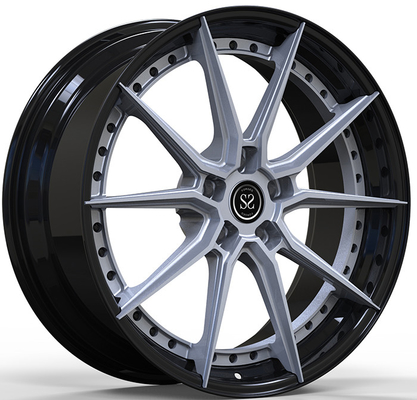 Machined Face 2 PC Gloss Black Forged Alloy ล้อสปัตเตอร์ Staggered 20 และ 21 นิ้ว