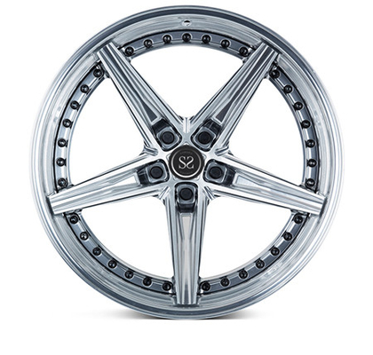 Deep Lip Forged 3 Piece Brushed Wheels Alloy For Luxury Car