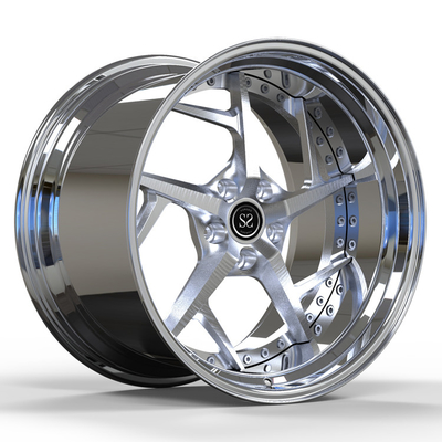 Face Brushed Coating Spoke Chrome Wheels 2 ชิ้น 18x7 19x12 Staggered Alloy Mustang Rims