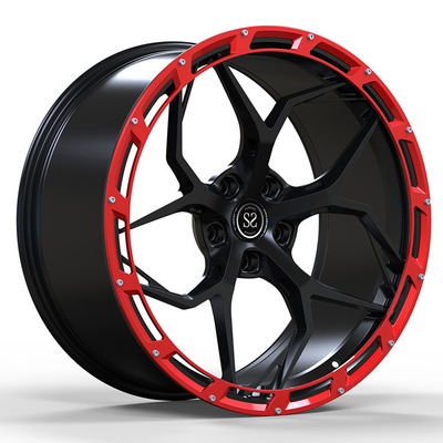 Black Spokes Monoblock 1 ชิ้นหรูหราล้อปลอมแปลงฝาครอบสีแดงแหวนขอบโลหะผสม
