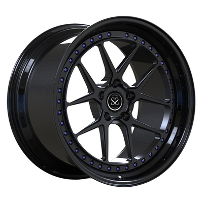 Staggered Black Face Lip 2 PC ล้อปลอมแปลง 19 นิ้วสำหรับ Toyota Supra Luxury Car Rims