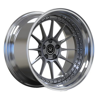 Polished Lip Forged Rims 2 ชิ้น PC Deep Dish สำหรับ Audi S3 Gun Metal Spokes Wheels