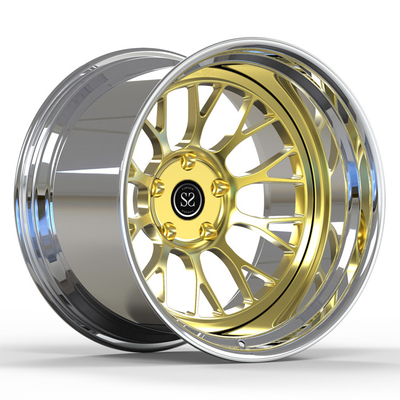 Deep Dish Gold 2 Piece Forged Wheels ล้อขัดเงาลบออฟเซ็ต 19X12j Porsche Gt4 Rims