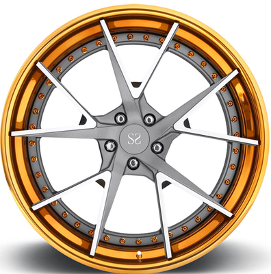 Hyper Silver 2 Piece Forged Alloy Car Rims For X5 / X6 Color Customized 21 Inch