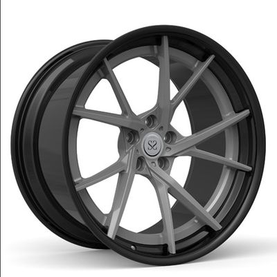 Matte Gun 2 Piece Forged Wheels ซี่โลหะ 20 นิ้ว Rotational Satin Black Lips Rims