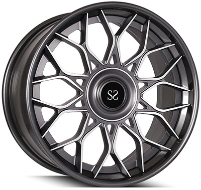Grey Machined Face 3PC Forged Wheels Custom 22inch Rims For Tesla Model 90mm