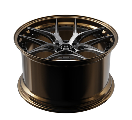 Brushed Dark Gun 2Piece Forged Wheels Rims Metal Barrel Polished Bronze 5X112 20 Inch
