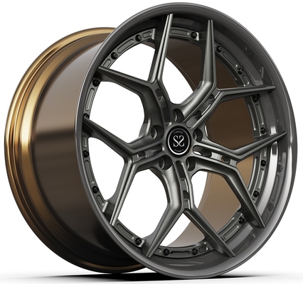 ล้อแม็ก 20x9 ET35/20x10 ET40/5x112/66.6 สีเทา และกระบอกสีบรอนซ์ซาติน 2 ชิ้น ล้อรถหรูสำหรับรถยนต์ทั่วไป