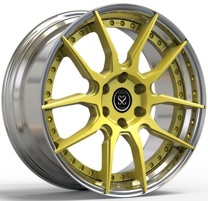1998 นิสสัน 240sx 18x8.0 และ 18x12 สีเหลืองและเคลือบ Custom 2-PC กระบอกโกง
