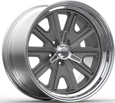 ล้อฟอร์จ 3 ชิ้น 18x7.0 และ 18x9.5 ขอบเงาและดิสก์สีเทา สำหรับ Mustang