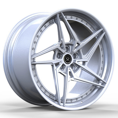 อลูมิเนียมอัลลอยด์ 2 ชิ้นขอบล้อฟอร์จ Hyper Silver Center Multi Spoke GTB Car Wheels