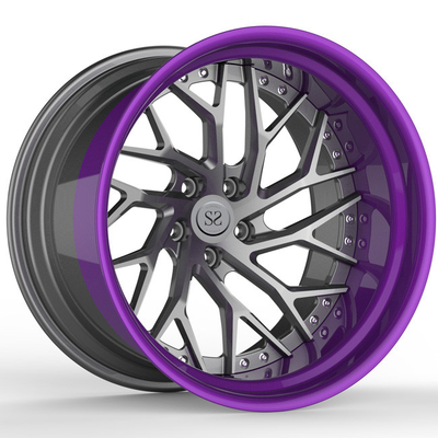 Matte Gun โลหะ Disc Lip อลูมิเนียมสีม่วงขอบ 2 ชิ้น 19 นิ้ว S5 19x9.5 19x12 Staggered รถล้อ