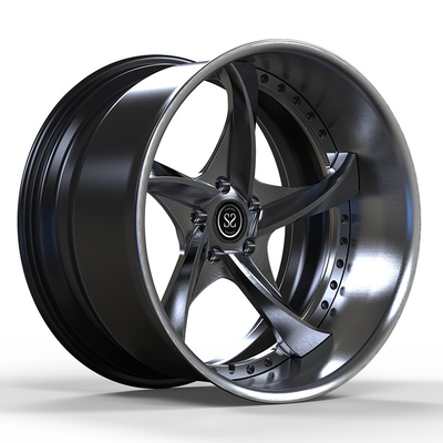 Polish Lip และ Black Disc Custom 2 Piece Forged Wheels Staggered 19 21 Inches