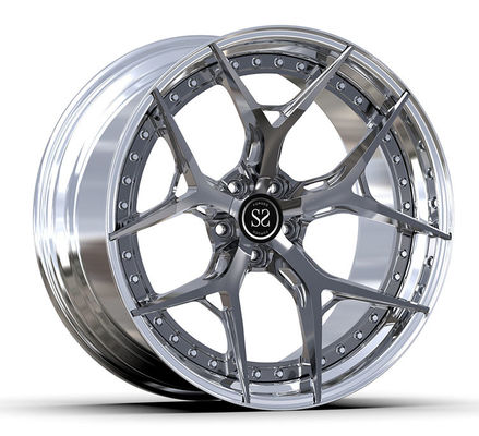 Custom 6061-T6 Alloy Rims 2-PC Polish Barrel + Gun Metal Disc 5x112 20 21 นิ้วพอดีกับ Audi RS5 B5